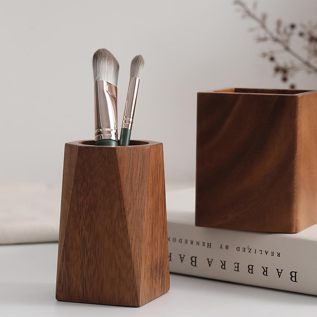 1 STuks Houten Penhouder Opbergdoos | Heldere Potloodcilinder, Retro Bureau Decoratie, Geschikt voor Knutselbenodigdheden, Penselen, Kantoorartikelen,
