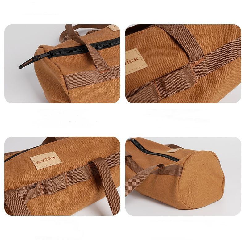 Portable Camping Tent Pegs Bag Cylindrical Stake Storage Backpack Portable Miscellaneous Bag Storage Box Toolkit