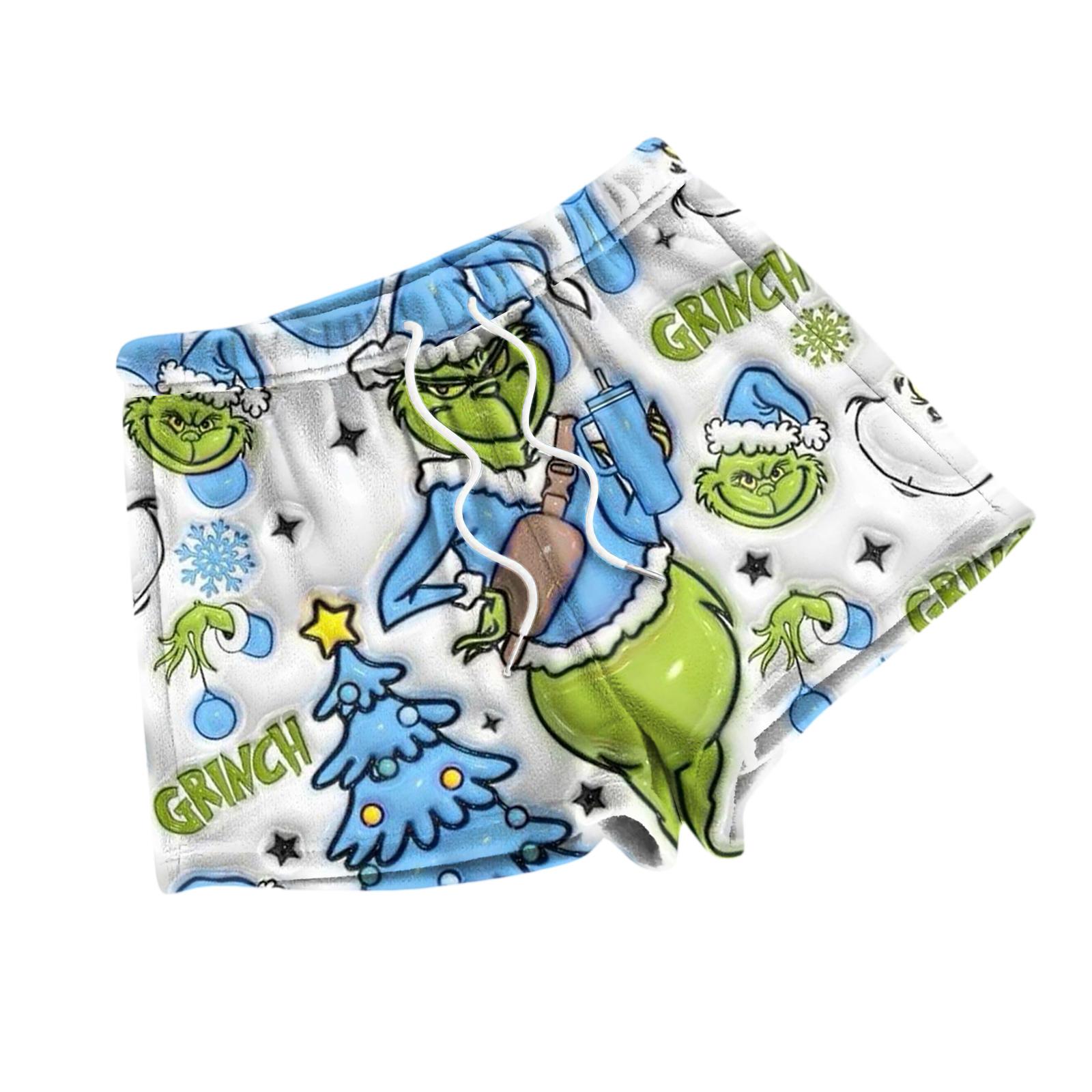 

Женские модные пижамные шорты свободного кроя с флисовым рождественским принтом, повседневные брюки S