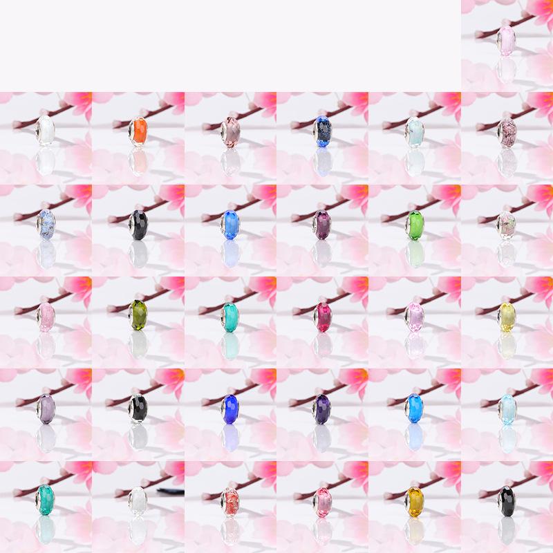 Pandora Pärlor: Europeisk & Amerikansk S925 Sterling Silver Facetterad Glas Berlockpärla