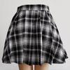 Plus Size Women's Punk Pleated Skirt Pants in Black & White Plaid