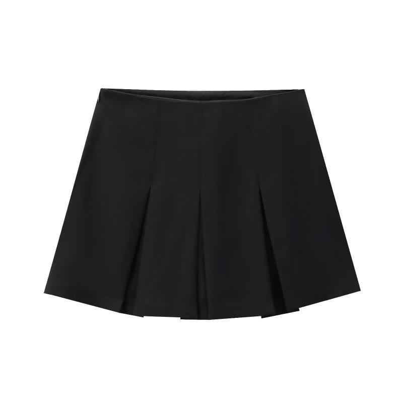 2025 Summer Women's Solid Pleated Midi Skirt - European & American Style