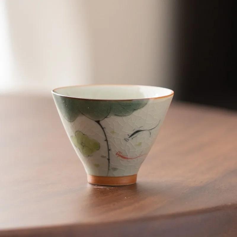 Ge Kiln Master Cup im chinesischen Stil, handgefertigte Keramik-Teetasse, Einzeltasse, Tee-Probiertasse, Kung-Fu-Teeset, Teetasse