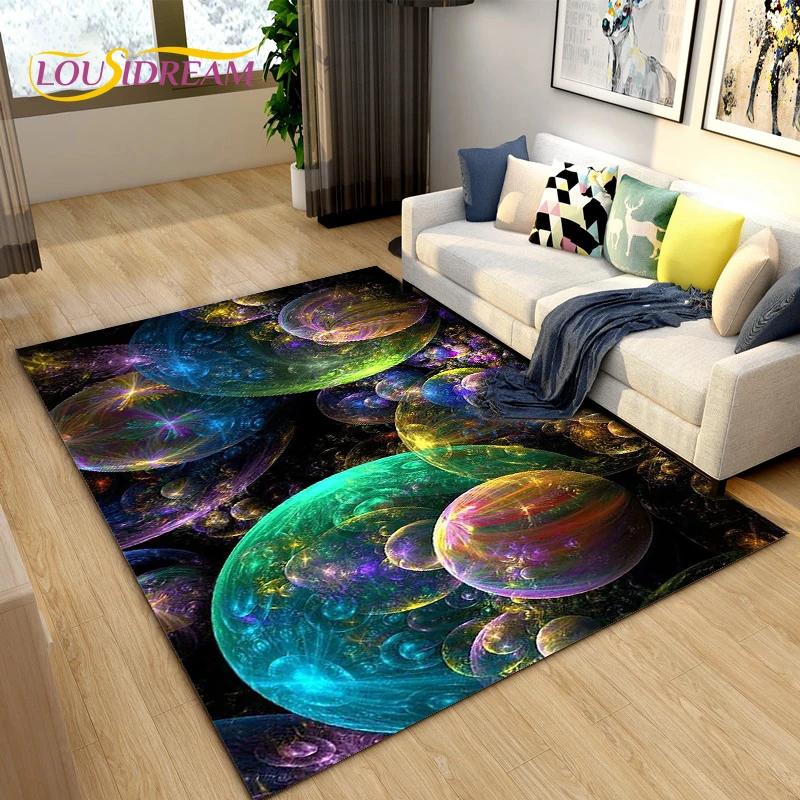 Cartoon Universe Starry Sky Planet Area Rug,Carpet Rug for Living Room Children's Bedroom,Kids Play Game Floor Mat,Anti-slip Mat