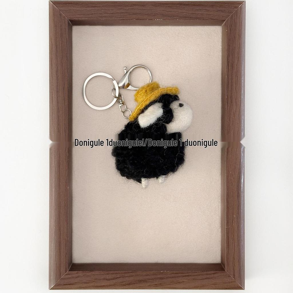 Yellow Hat Sheep Wool Felt Ornament Keychain 