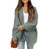 Women's Lantern Sleeve Thick Needle Cardigan New Pocket Knitted Sweater Women's Jacket