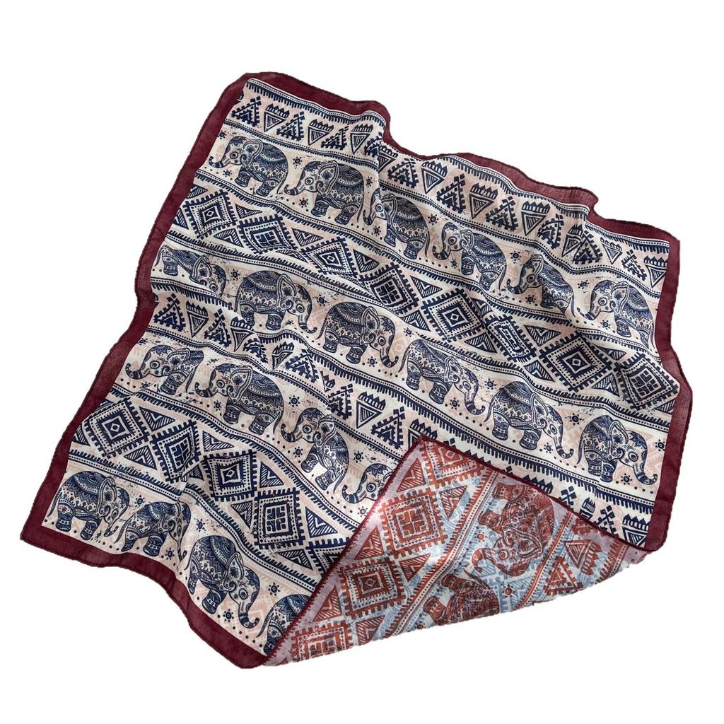 Summer new double-sided velvet scarf air-conditioned room with shawl women travel photo thin sunscreen 61 small square scarf