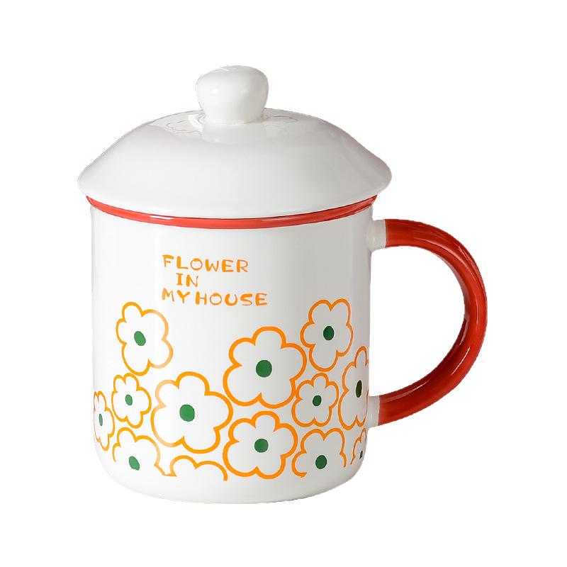 Strawberry Retro Enamel-style Cup with Lid