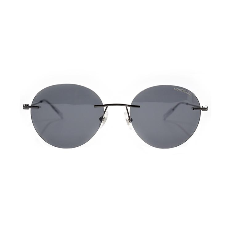 Montblanc Hexagonal White Star Lightweight Series Frameless Round Business Elegant Sunglasses Men sunglasses Gunmetal MB0073S-001-54