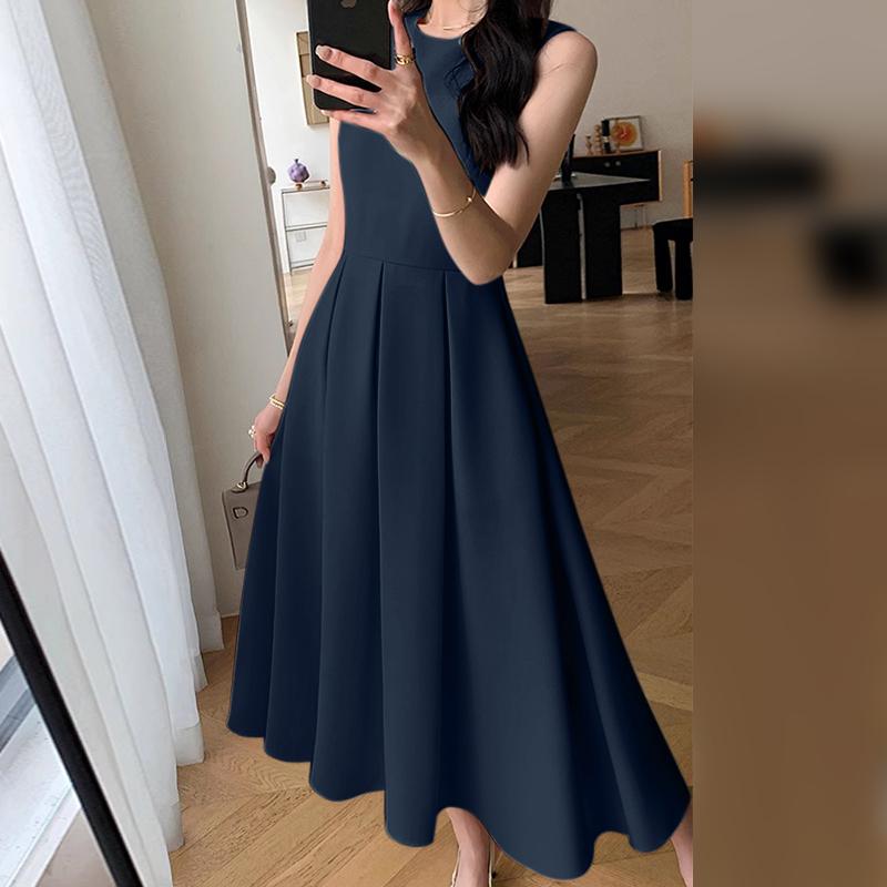 

ZANZEA Женское летнее плиссированное платье без рукавов с круглым вырезом 3XL