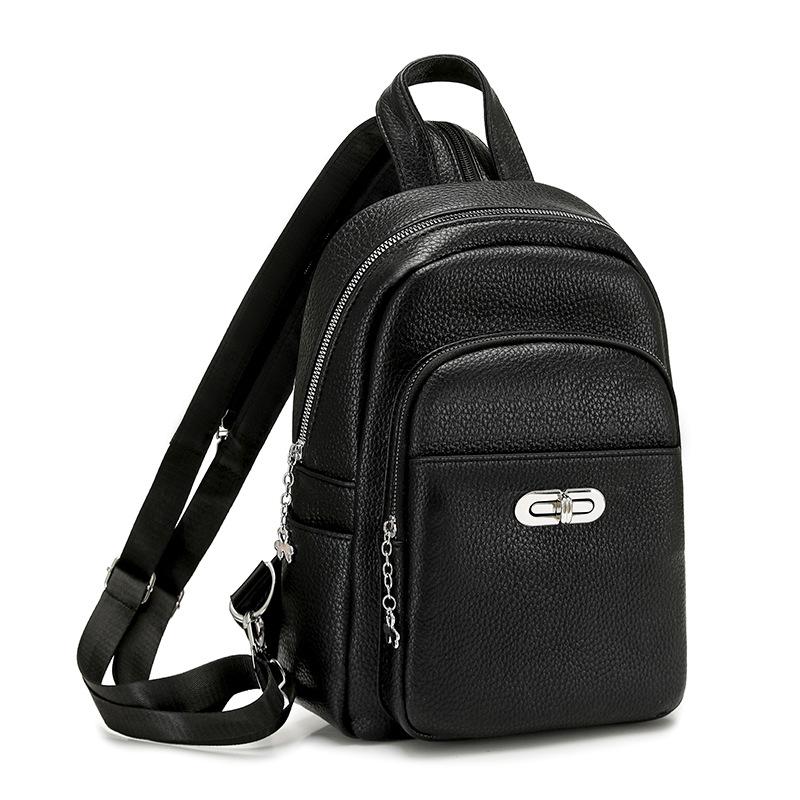 Vintage PU Backpack Women's Multi-Layer Large Capacity Chest Bag Multi-Use Lightweight Crossbody Bag