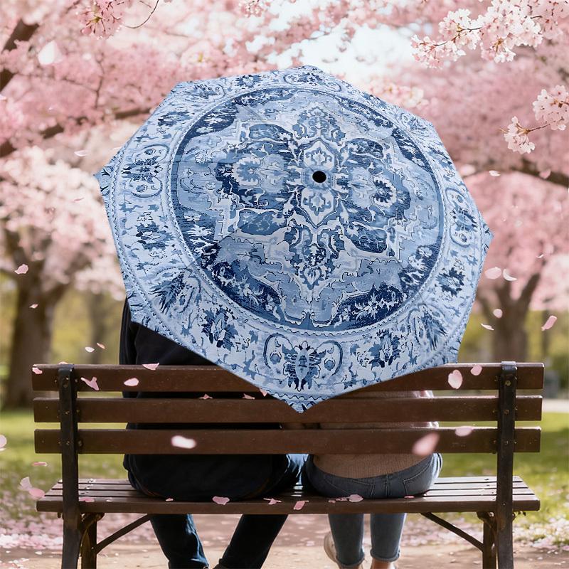 1 Stück Regenschirm mit Blumenmuster - 8 Speichen verstärkt, Automatik-Öffnung, Leicht & Langlebig, Niedliches Modeaccessoire für den Außenbereich, Strand oder Freizeit, Strand U
