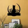 Retro Metal Sign Wall Decor Vintage Flower Moon Cat Gift for Pet Lovers