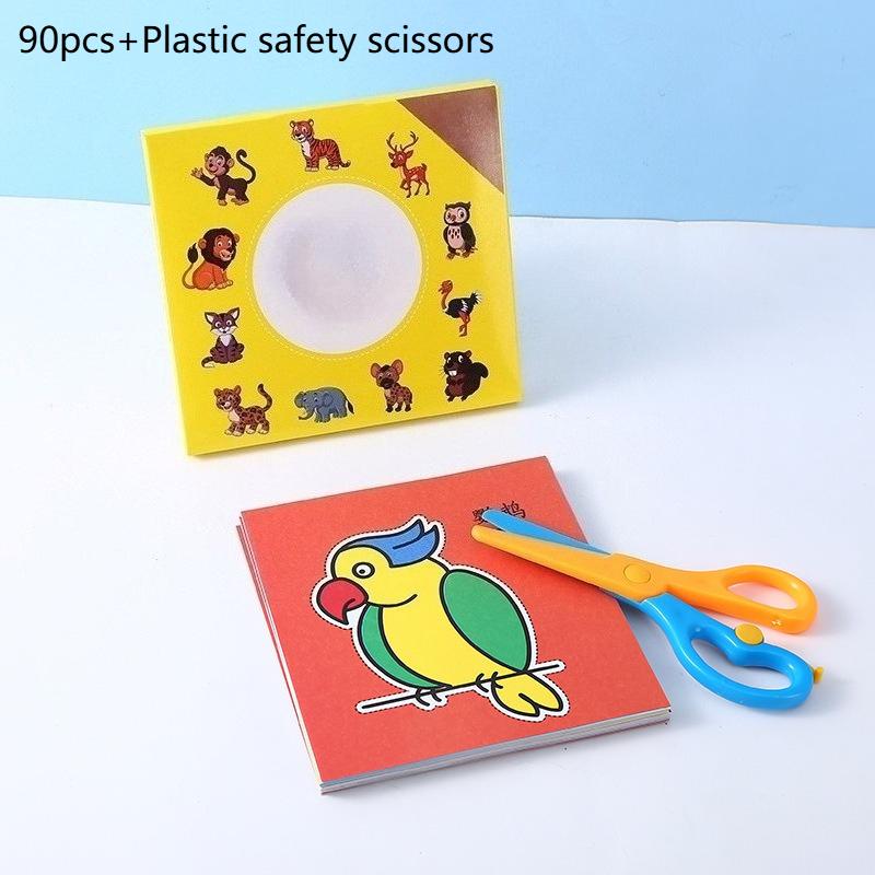 Safety Scissors For Toddler, Kids, Children - Plastic, Dual-Color Preschool Training Scissors, Paper Cutting(90 Pcs) Set For Paper Craft Supplies