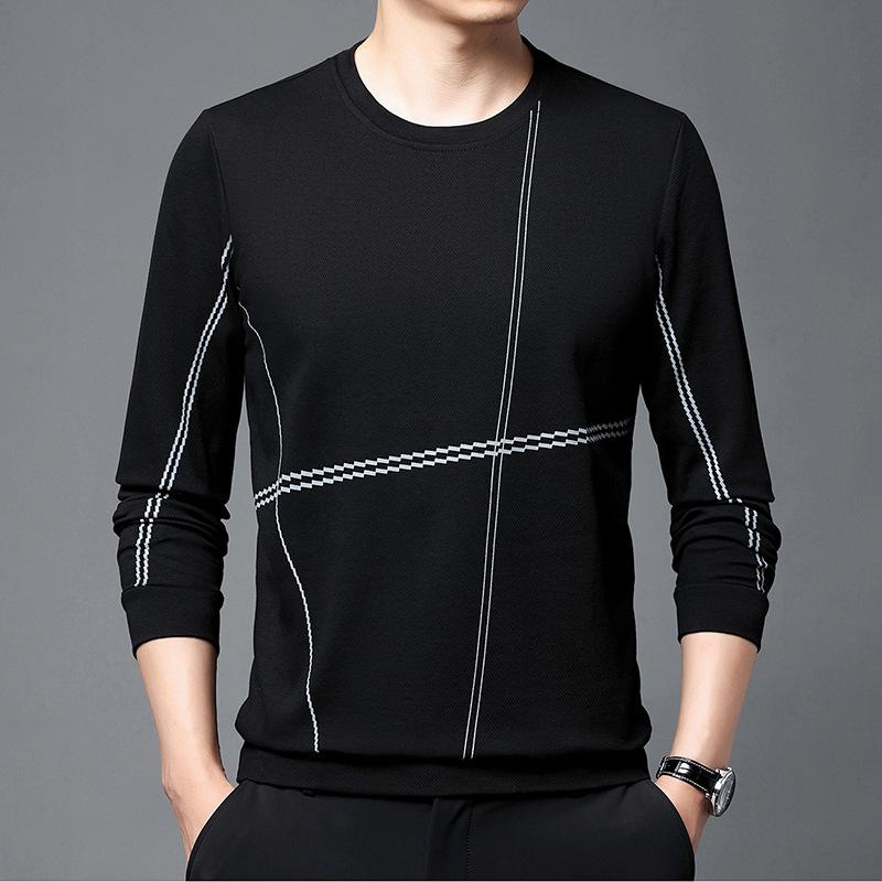 Spring and Autumn Thin Sweatshirt Slim Base Shirt Top Men's Pullover Round Neck Casual Versatile Long Sleeve T-shirt
