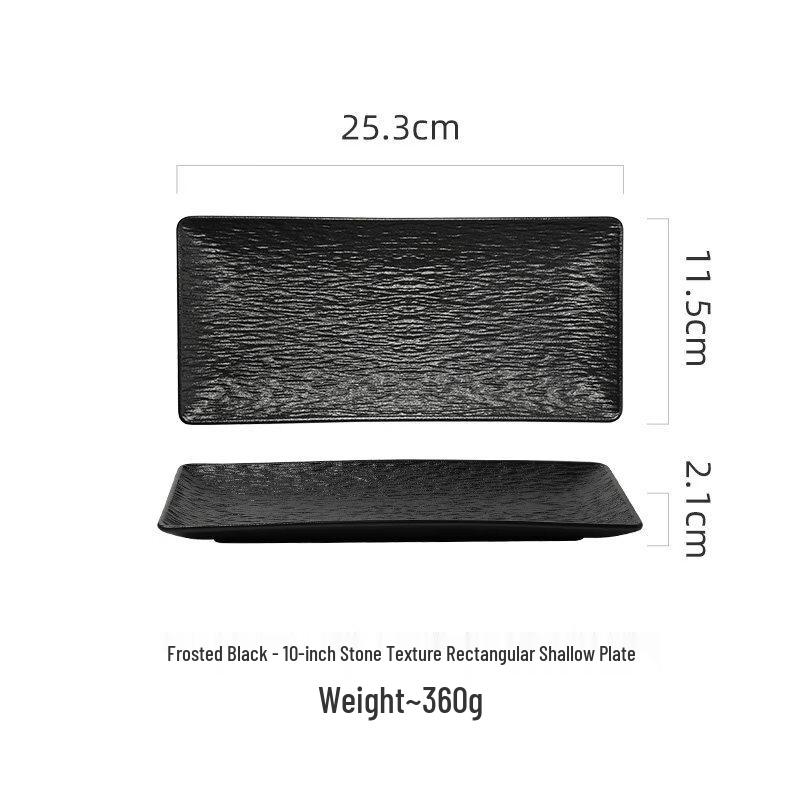 Japanese Rock Pattern Ceramic Rectangular Serving Plate