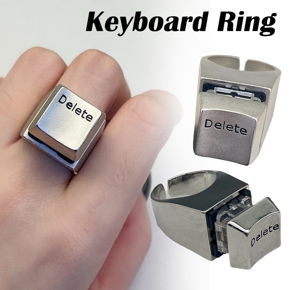 Creative Metal Delete Anything Rings Decompression Adjustable Statement Rings Jewelry Unique Vent Keyboard Opening Rings