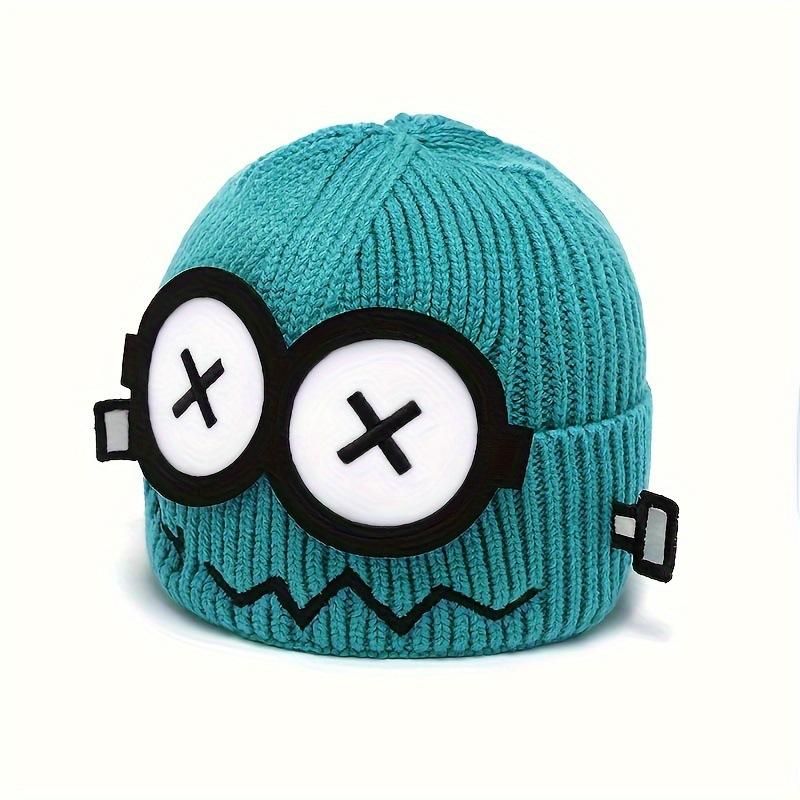 

New cartoon personality men and women versatile autumn and winter fun robot cartoon knitted hat cute funny hat One size озеро синього кольору
