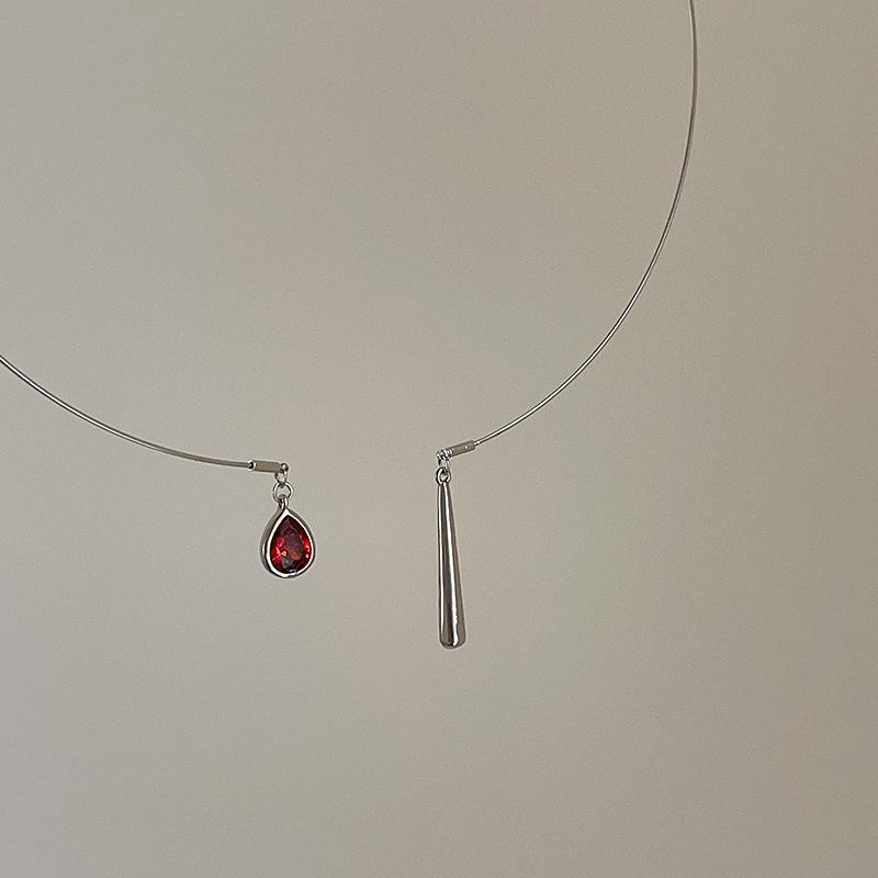 Niszowy Cienki Pierścionek Kropelka Wody Naszyjnik Damski Prostota Wysoki Zmysł Osobowość Moda Temperament Wszechstronny Łańcuszek na Szyję Łańcuszek na Obojczyk