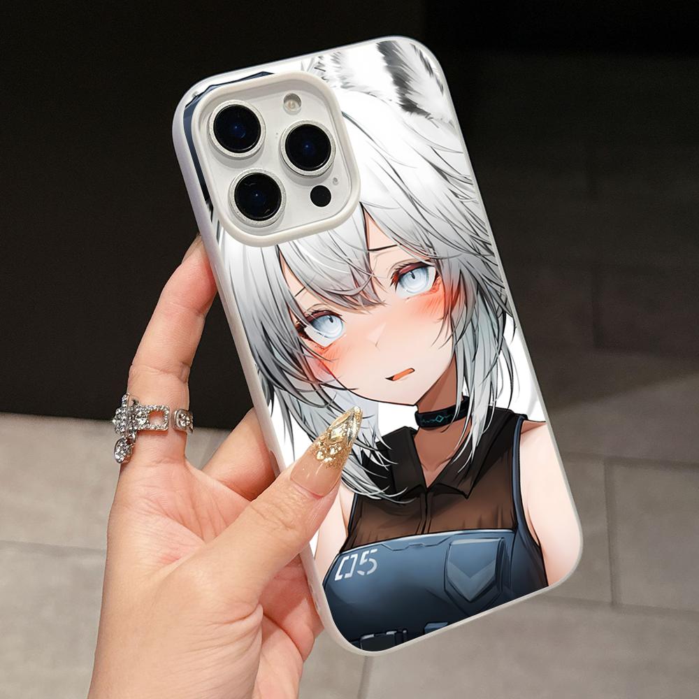 Arknights Grani Jelly Doppelschicht Weiß Handyhülle für iPhone 17 16 15 14 13 12 11 Air Pro Max Plus Schutz