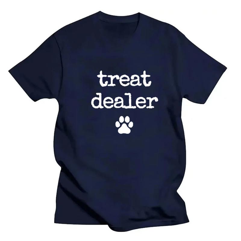 

Футболка Dog Treat Dealer с забавным узором и принтом для женщин и мужчин, повседневная свободная футболка из 100% хлопка большого размера с круглым вырезом и коротким рукавом 4XL