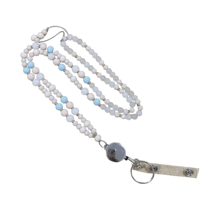 Retractable Lanyard Necklace Natural Stone lBeads Lanyard Keychain Lanyard Eyeglass Holder Lanyard