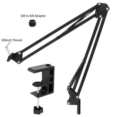 Suporte de Braço Universal de Metal para Microfone com Grampo de Mesa Pesado para Podcast, Streaming, Gravação com Adaptador de 3/8 e 5/8 Polegadas