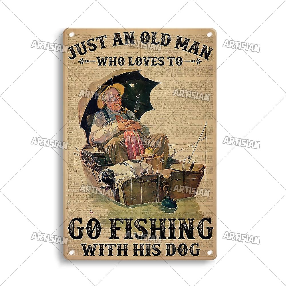 Artisian Fishing Metal Sign Sport Tin Plaque Lure Bait Decorative Poster Wall Decor Garage Bar Pub Club Hotel Cafe Kitchen Home