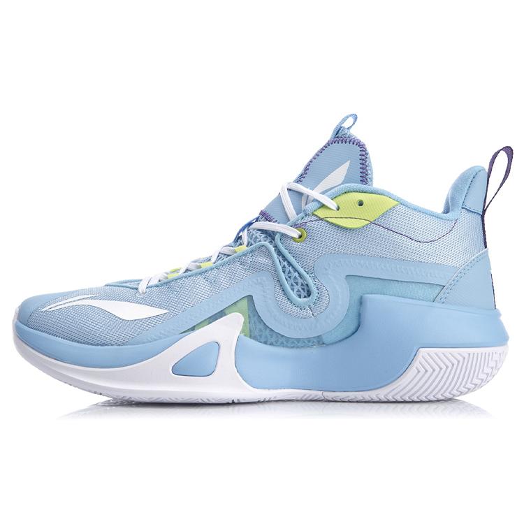 New LINING Hurricane BadFive Basketball Shoes Men's Mid top Aurora Blue ABPQ045-4