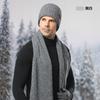 Knitted hat, men's winter velvet thickened cold-proof outdoor cycling wool knitting, hat scarf three-piece set