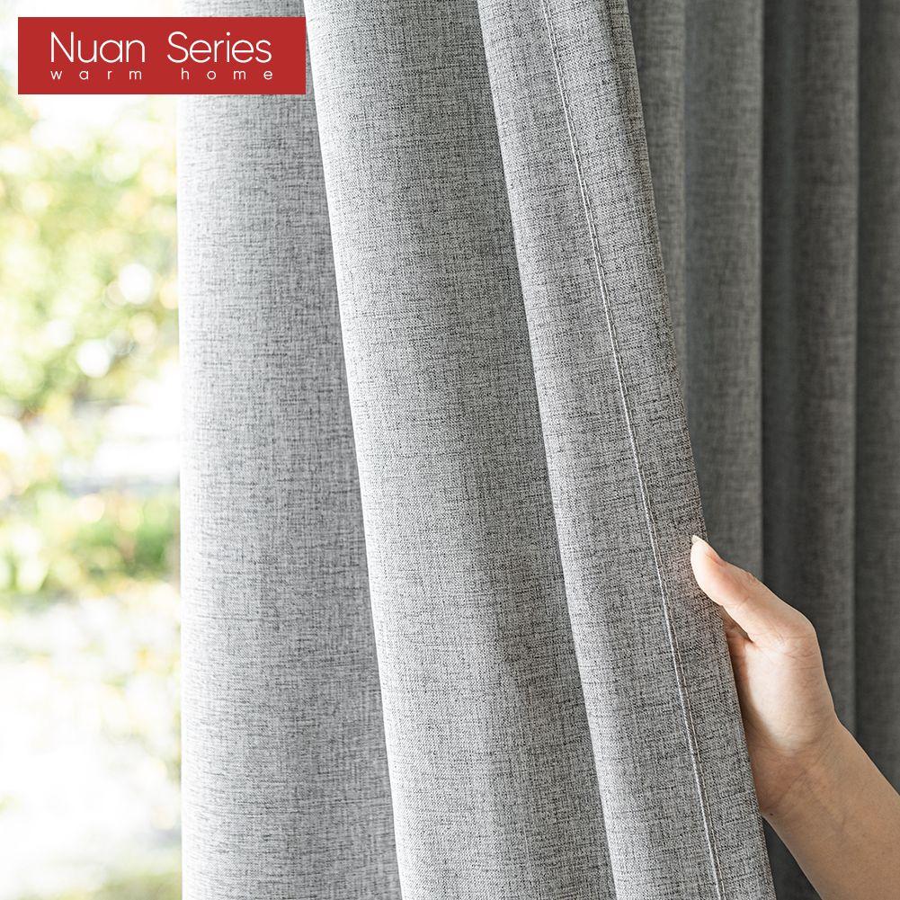 1PC Nuan Series Cream Style Semi Blackout Curtains Japanese Imitation Linen Thick Curtains for Bedroom Living Room Balcony Window for Home Decor