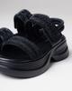 SUNY LIANA 1511 36 Black Leather Textile Sandals with Rhinestones