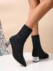 Fashion 2025Autumn/Winter New Low Tube Soft Face Fashion Boots Water Diamond Thick Heel Flying Weaving Square Head Short Boots