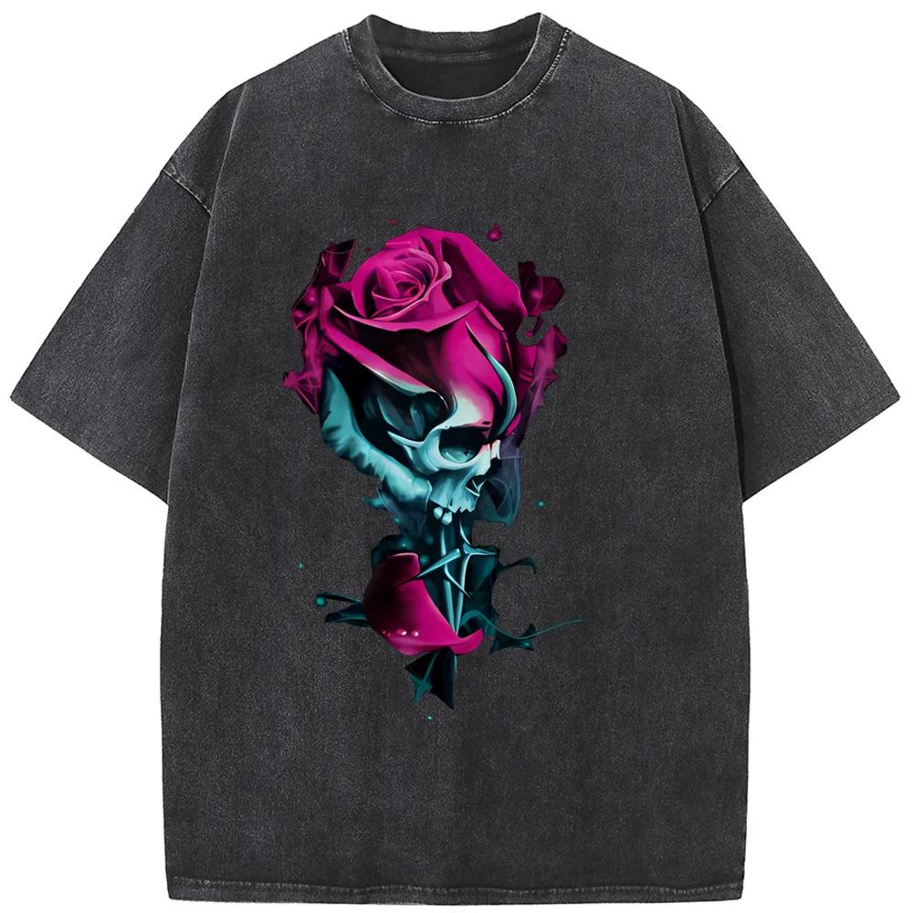 Washed Old High Quality T-shirt Men Casual Cotton Short Sleeve T-shirts Hip Hop Streetwear Men Washed T-shirts