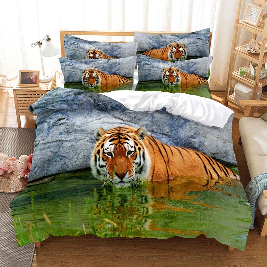 Tiger Duvet Cover Set King Size 230x260 Double Bed Single Queen Full Animal Quilt Case Linen 3D Pillowcase Twin Bedding Sets