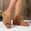 Women's Elegant Floral Comfort Sandals – Hollow-Cut Stylish Wedge Design Versatile Slides for Casual & Beach Wear