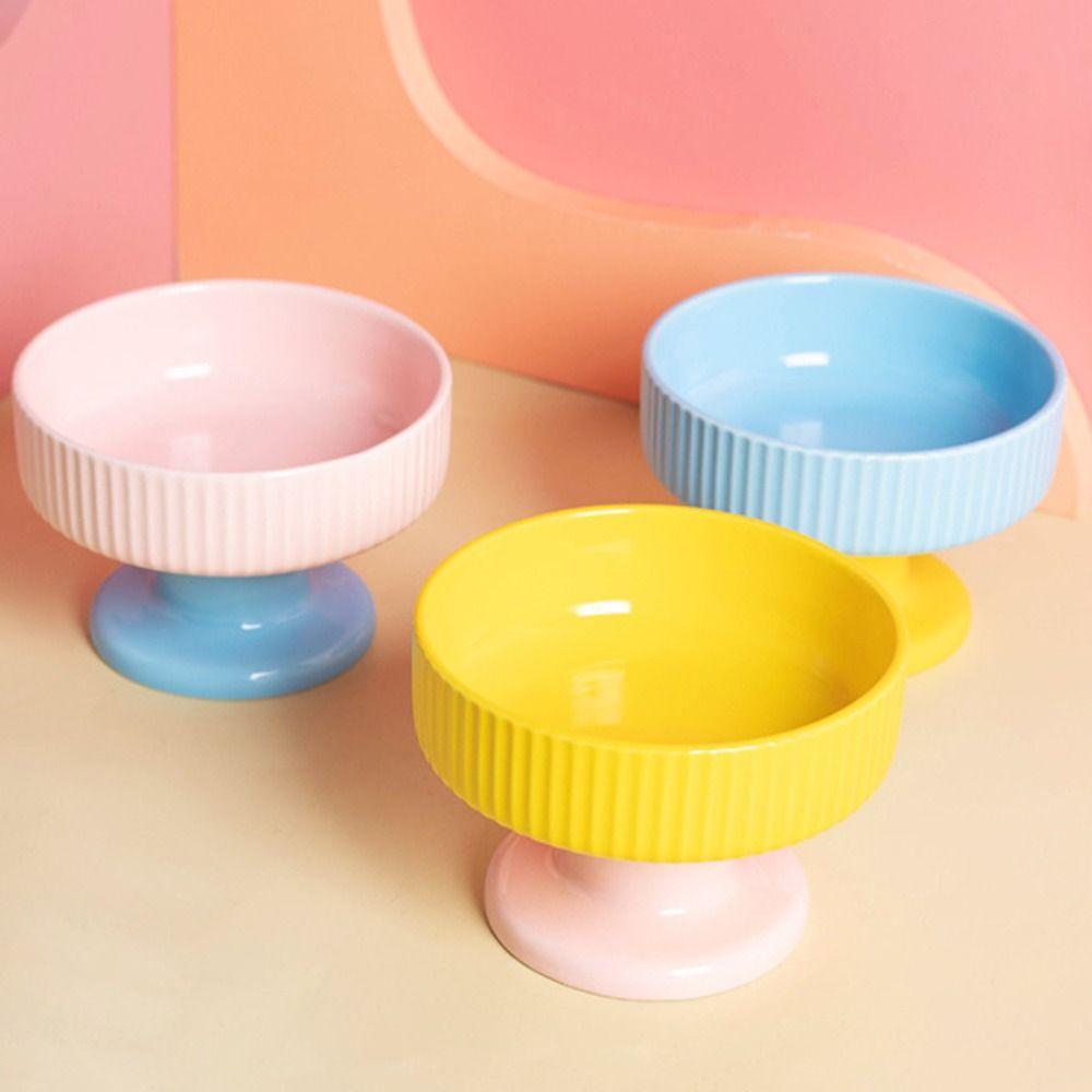Dopamine Color Cat Bowl Cute Creative Pet High Footed Cup Bowl Large Capacity Anti Tipping Dog Food Feeding Basin Puppy