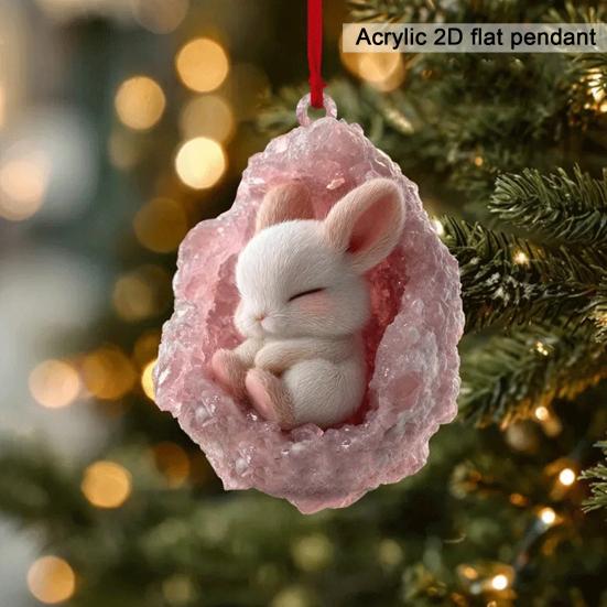 Forest Animal Ornaments 2D Acrylic Hanging Decor with Owl Squirrel Rabbit Designs Indoor Outdoor Christmas Tree Decoration