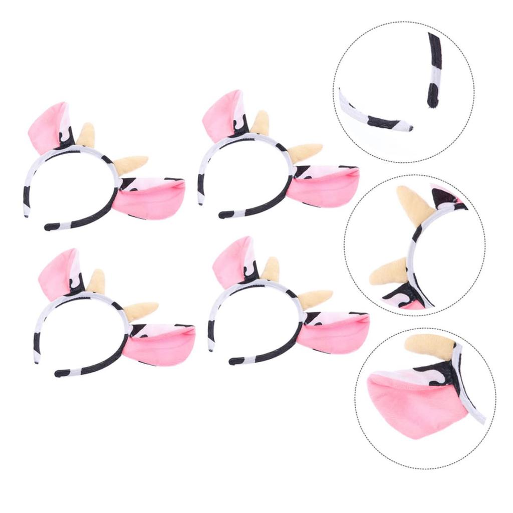 Kuh Stirnband Tier 4 Stück Kuh Hut Stirnband Kinder Maskerade Erwachsene Party Kostüm Zubehör Set Lustige Kuh [Beaupretty]
