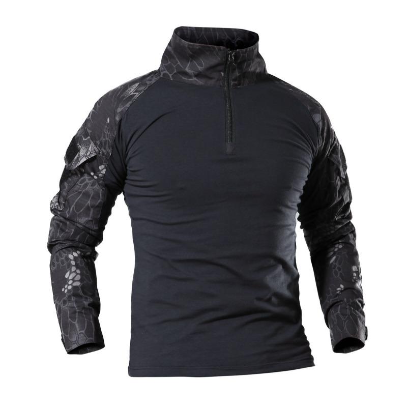 Outdoor Black Tactical Frog Suit for Male Military Fans Slim Quick-drying Long-sleeved Top as Training Uniform
