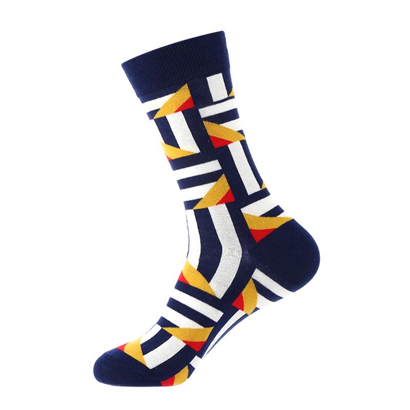 46 Patterns Cotton Fashion Geometry Business Men Happy Socks Unisex Boys Combed Hip Hop Street Skateboard Funny High Sox