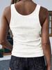 Women's V Neck Ribbed Knit Tank Top Sleeveless Drawstring Casual Basic Shirt