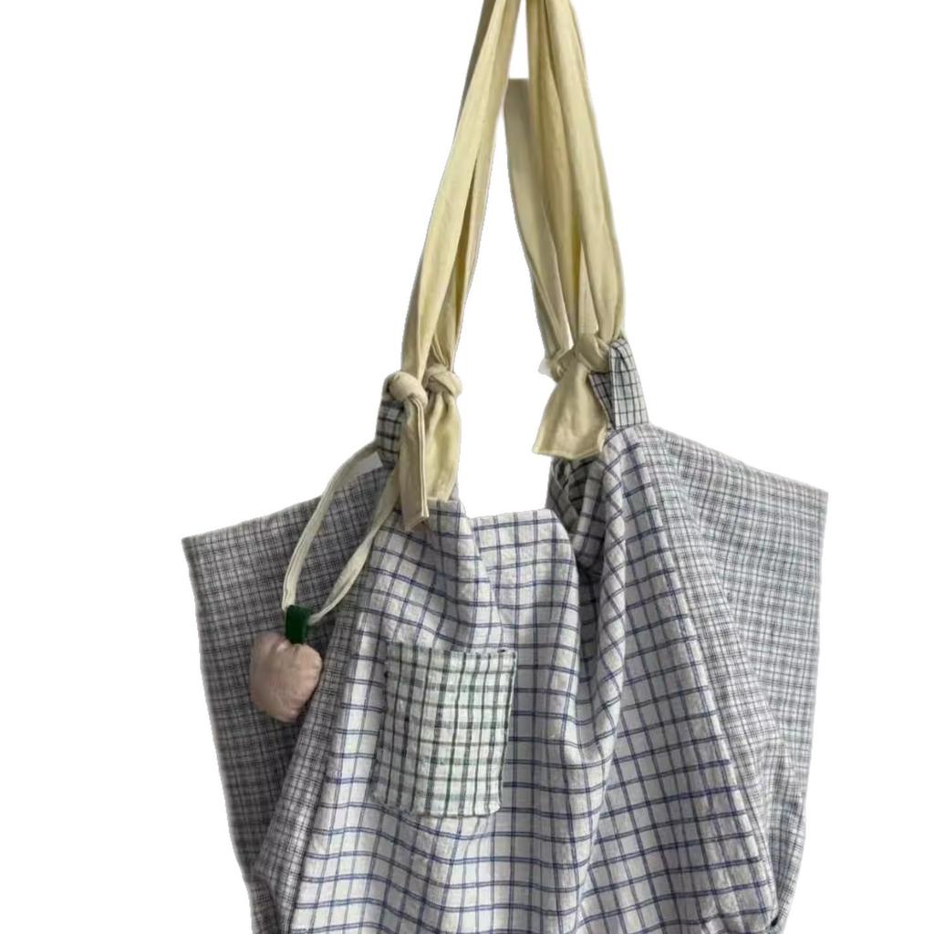 Lazy style plaid fashion shoulder bag 2025 new Korean large-capacity cute casual versatile commuter tote bag