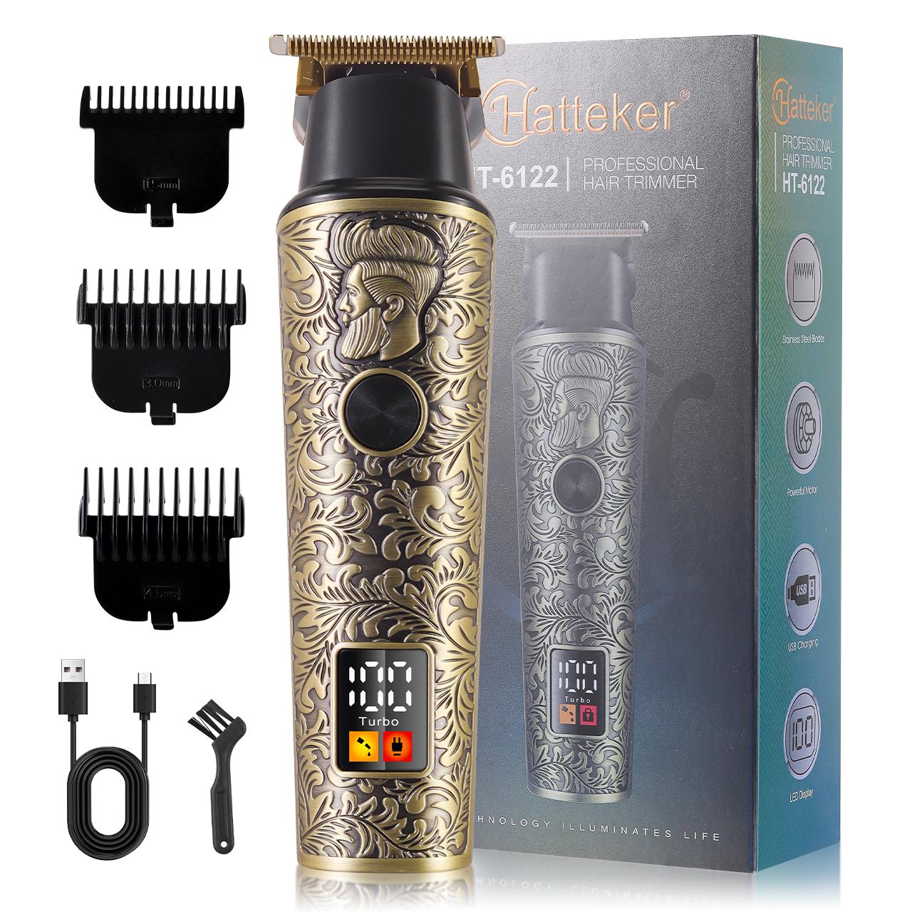 

Hatteker Retro Oil head Sculpting Bald Trim Clippers Digital Display Rechargeable Salon Hair Trimmer Wet/Dry for Man