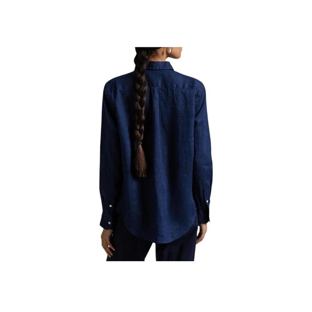 Polo Ralph Lauren Solid Color Button Long Sleeve Shirt Women tops Blue 211970730-002