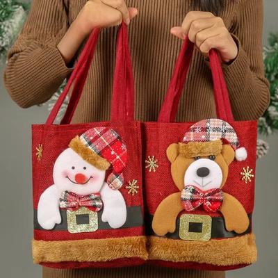 1PCS Christmas Gift Bags Handbags Tote Bags Candy Bags Snowman Bear Gift Bags Storage Bags Christmas Decoration