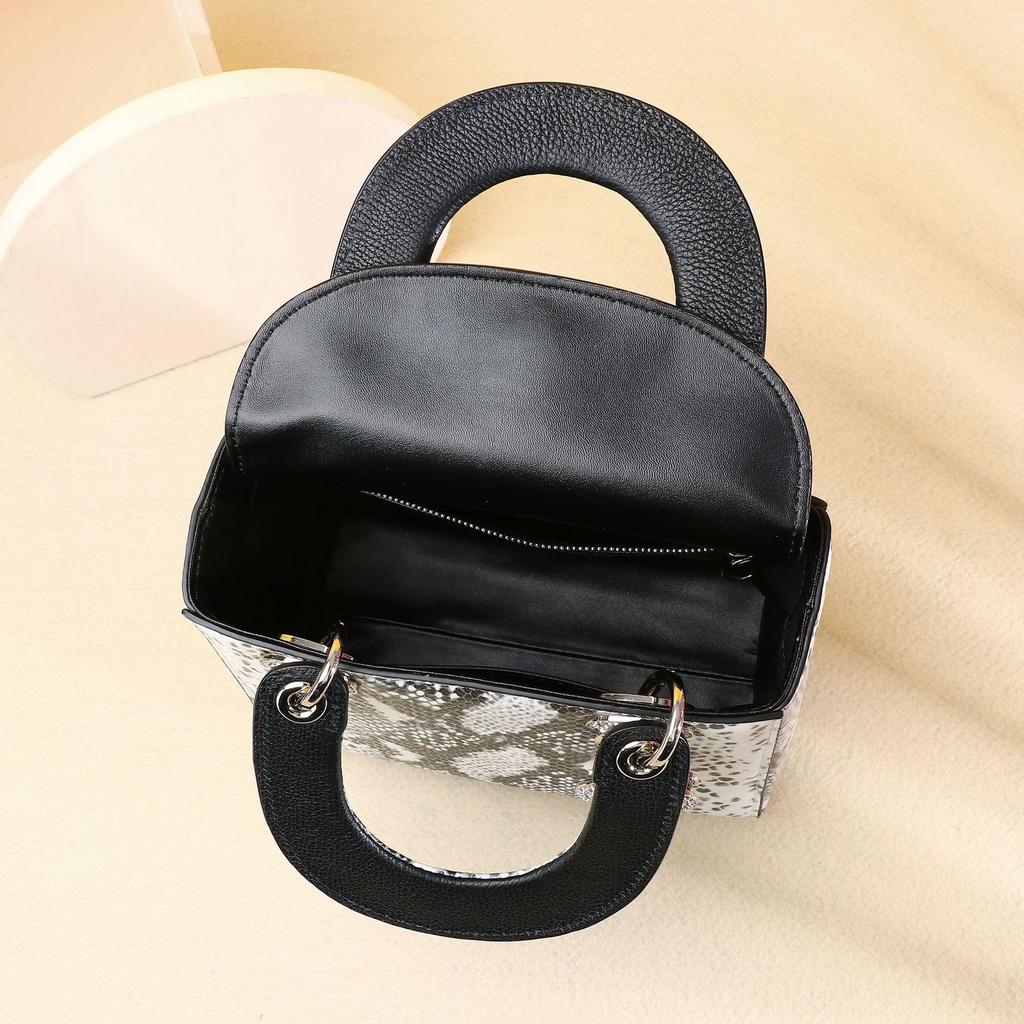 Python Skin Pattern Women's Handbag, Single-shoulder Crossbody Small Square Bag, High-end Classic Women's Bag, Princess Diana Bag