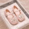 Girls crystal shoes 2025 spring and autumn new children's leather shoes baby single shoes casual shoes princess leather shoes dress shoes