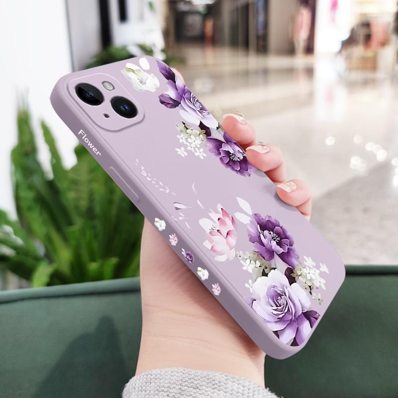 

Beautiful Peony Phone Case For iPhone 16 15 14 13 12 11 X XR XS Plus Pro Max Mini Silicone Cover iPhone 15 світло-фіолетового кольору