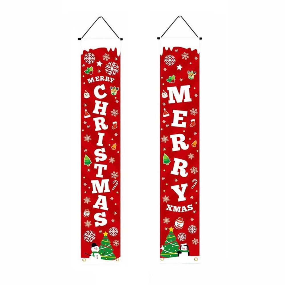 1 pair Rectangular Xmas Hanging Flags Large Size Merry Christmas Banner  Garden